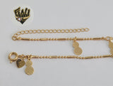 (1-0157) Gold Laminate - 2mm Alternative Anklet with Charms - 8.5" - BGO - Fantasy World Jewelry