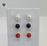 (1-1042) Gold Laminate - Double Pearls Earrings - BGO - Fantasy World Jewelry