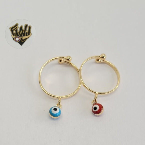 (1-3120-1C) Gold Laminate -Adjustable Evil Eye Toe/Child Ring - BGF - Fantasy World Jewelry