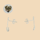 (2-3214) 925 Sterling Silver - Pin Stud Earrings. - Fantasy World Jewelry