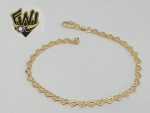 (1-0454) Gold Laminate Bracelet - 3.5mm Hearts Link - 7.5" - BGF - Fantasy World Jewelry