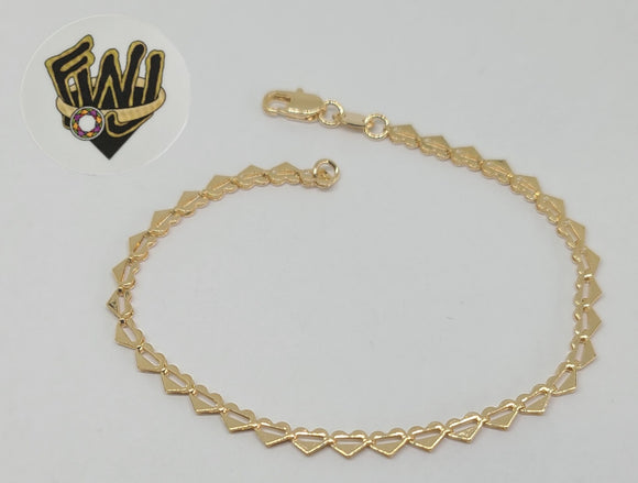 (1-0454) Gold Laminate Bracelet - 3.5mm Hearts Link - 7.5