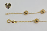 (1-0065) Gold Laminate - 1.5mm Rolls with Balls Anklet - 10" - BGO - Fantasy World Jewelry