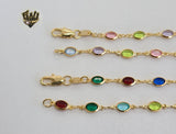 (1-0124) Gold Laminate - 4.5mm Multicolor Stone Anklets - 10" - BGF - Fantasy World Jewelry