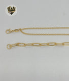 (1-6520) Gold Laminate - Paper Clip Rolo Link Pearl Necklace - 18" - BGF - Fantasy World Jewelry