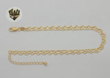 (1-0056) Gold Laminate - 6mm Heart Link Anklet - 10” - BGF