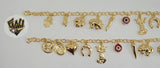 (1-0678) Gold Laminate Bracelet- 4.5mm Rolo Link Bracelet w/Charms-7.5''-BGF - Fantasy World Jewelry