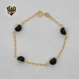 (1-0731) Gold Laminate - 2mm Alternative Figaro Link Balls Bracelet - 7.5" - BGF - Fantasy World Jewelry