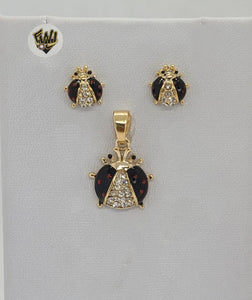 (1-6392) Gold Laminate - Lady Bug Set - BGO - Fantasy World Jewelry