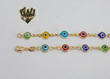 (1-0102) Gold Laminate - 2.5mm Link Anklet with Charms - 10" - BGO - Fantasy World Jewelry