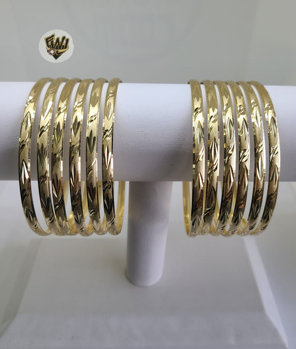(1-4006) Gold Laminate - 3.5mm D/C Bangles - Dozen - BGO - Fantasy World Jewelry