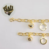 (1-0590) Gold Laminate Bracelet-5.5mm Rolo Link Bracelet w/Charms-8''-BGO - Fantasy World Jewelry