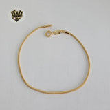 (1-0706)Gold Laminate - 1mm Snake Bracelet - 7.5"- BGF - Fantasy World Jewelry