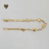 (1-0533) Gold Laminate - 4mm Link  Shell and Elephants Bracelet - 7.5" - BGF - Fantasy World Jewelry
