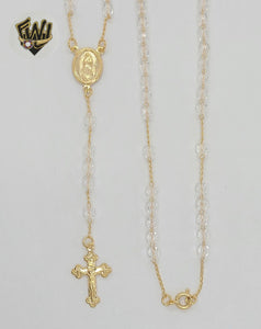 (1-3345) Laminado de oro - Collar Rosario Virgen de Guadalupe de 4 mm - 17" - BGO.