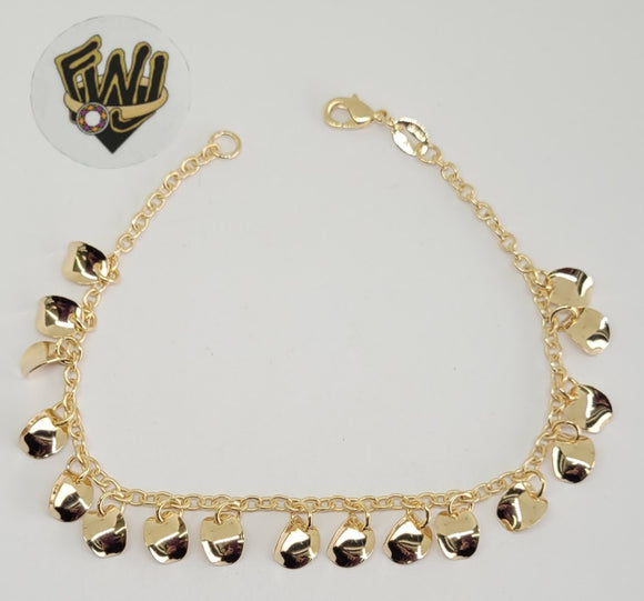 (1-0900) Gold Laminate - 2.5mm Open Link w/ Charms Bracelet - 7.5