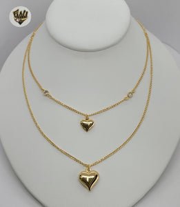 (1-6272) Gold Laminate - Heart Layering Necklace - BGF - Fantasy World Jewelry