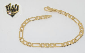 (1-0403) Gold Laminate - 4.5mm Flat Figaro Bracelet - BGF - Fantasy World Jewelry