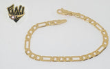 (1-0403) Gold Laminate - 4.5mm Flat Figaro Bracelet - BGF - Fantasy World Jewelry