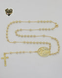 (1-3343-1) Gold Laminate - 5mm Our Lady of Charity Rosary Necklace - 23" - BGO.