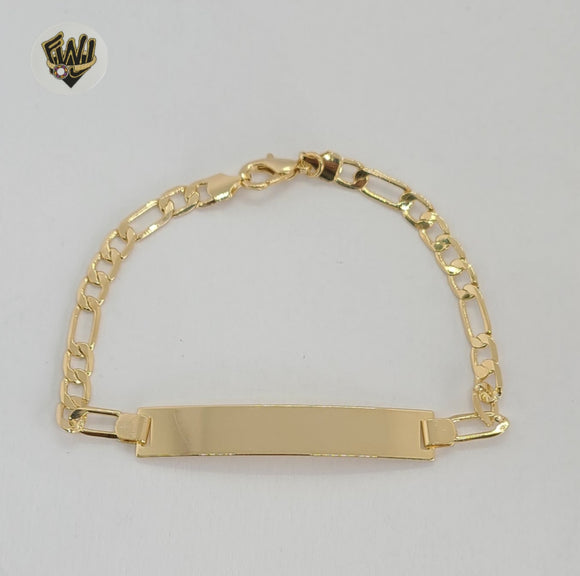 (1-60066) Gold Laminate - 4.5mm Figaro Bracelet with Plate - 7.5