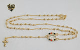 (1-3340-1) Gold Laminate - 2.5mm Beads Rosary Necklace - 18''- BGF. - Fantasy World Jewelry