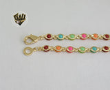 (1-0654) Gold Laminate - 4mm Multicolor Bracelet - BGO - Fantasy World Jewelry