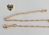 (1-0165) Gold Laminate - 2mm Paper Clips Anklet with Charms - 10" - BGO - Fantasy World Jewelry