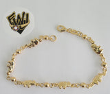 (1-0564) Gold Laminate Bracelet -6mm Bracelet w/ Elephant and Beads 7.5"-BGO - Fantasy World Jewelry