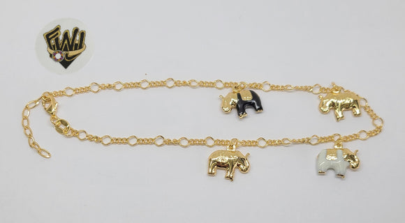 (1-0101) Gold Laminate - 3.75mm Link Anklet with Charms - 10