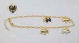 (1-0101) Gold Laminate - 3.75mm Link Anklet with Charms - 10" - BGO - Fantasy World Jewelry
