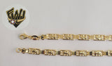 (1-0601) Gold Laminate Bracelet-5mm Link w/Elephants -7.5''-BGO - Fantasy World Jewelry