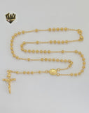 (1-3317-2) Gold Laminate - 4mm Guadalupe Virgin Rosary Necklace - 18" - BGO