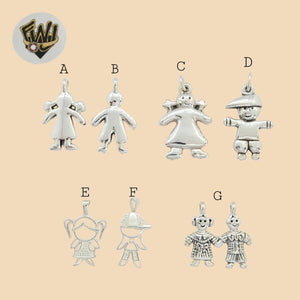 (2-1256) 925 Sterling Silver - Girl and Boy Pendants. - Fantasy World Jewelry