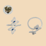 (2-5135) 925 Sterling Silver - Zircon Butterfly Ring - Fantasy World Jewelry