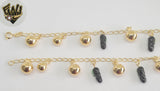 (1-0701) Gold Laminate- Link Azabache Bracelet-7"-BGO - Fantasy World Jewelry