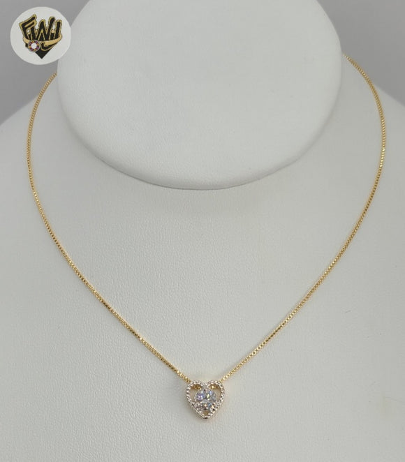 (1-6471-I) Gold Laminate - Adjustable Heart Necklace - BGF - Fantasy World Jewelry