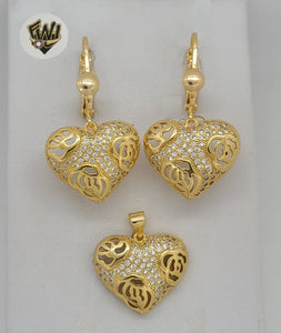 (1-6069) Gold Laminate - Heart Zircon Set - BGO - Fantasy World Jewelry