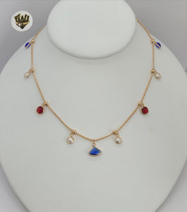 (1-6510) Gold Laminate - Necklace with Charms - BGO - Fantasy World Jewelry