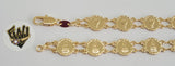 (1-0833) Gold Laminate - 11mm Medals Bracelet - 8" - BGF - Fantasy World Jewelry
