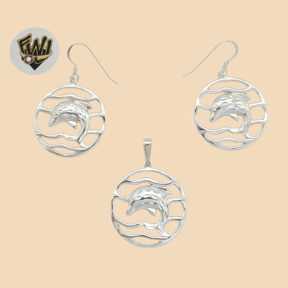(2-6575) 925 Sterling Silver - Dolphins Set. - Fantasy World Jewelry