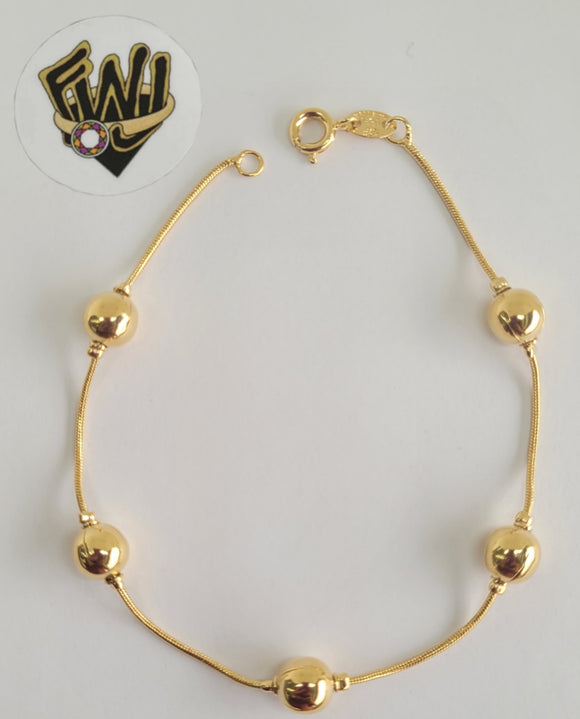 (1-0714) Gold Laminate - Snake Link Bracelet w/ Balls -BGF - Fantasy World Jewelry