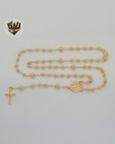 (1-3320) Gold Laminate - 3mm Miraculous Virgin Rosary Necklace - 18" - BGF.