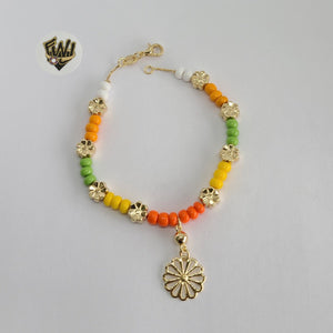 (MBRA-15) Gold Laminate - Beads and Flowers Bracelets - BGF - Fantasy World Jewelry