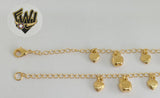 (1-0473) Gold Laminate Bracelet - 1.5mm Link w/ Charms  - 7" - BGO - Fantasy World Jewelry