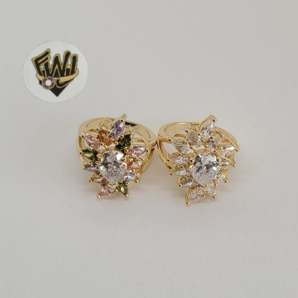 (1-3126-1) Gold Laminate -  CZ Flower Ring - BGO - Fantasy World Jewelry