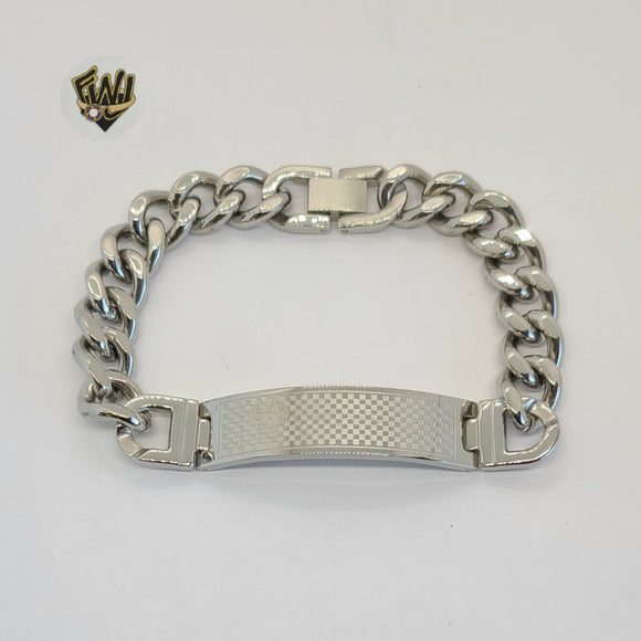 (4-4220) Stainless Steel - 12mm Alternative Curb Link Bracelet - 8.5