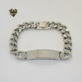 (4-4220) Stainless Steel - 12mm Alternative Curb Link Bracelet - 8.5" - Fantasy World Jewelry