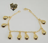 (1-0898) Gold Laminate - 2.5mm Open Link w/ Charms Bracelet - 7" - BGO - Fantasy World Jewelry