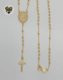 (1-3313) Gold Laminate - 3mm Beads Rosary Necklace - 16" - BGF. - Fantasy World Jewelry